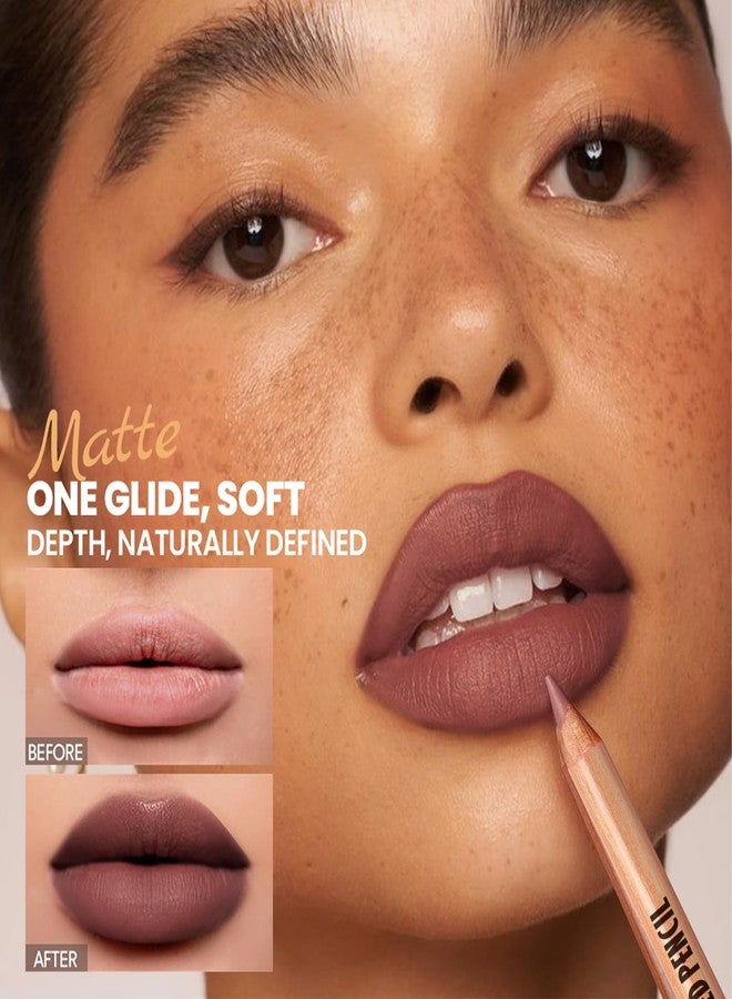 إريندي مجموعة أقلام تحديد الشفاه إيريندي نيود مات، 6 ألوان مع مبراة لتحديد ونحت الشفاه، قلم تحديد شفاه بني مقاوم للماء يدوم طويلاً ولا يتلطخ، 01 وردي موف نيود - Image 2